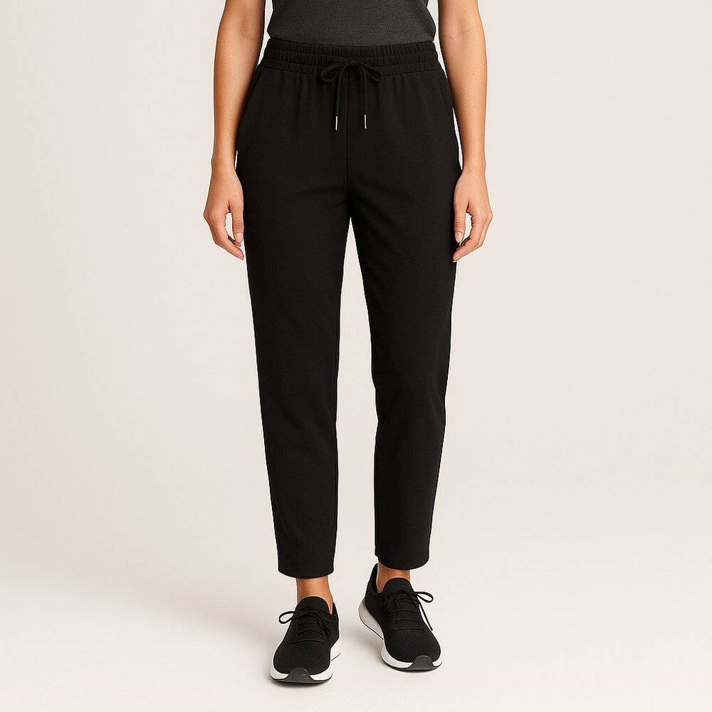 Spanx On The Move Tapered Pants Women's Lg Petite Black Lightweight Jogger Style